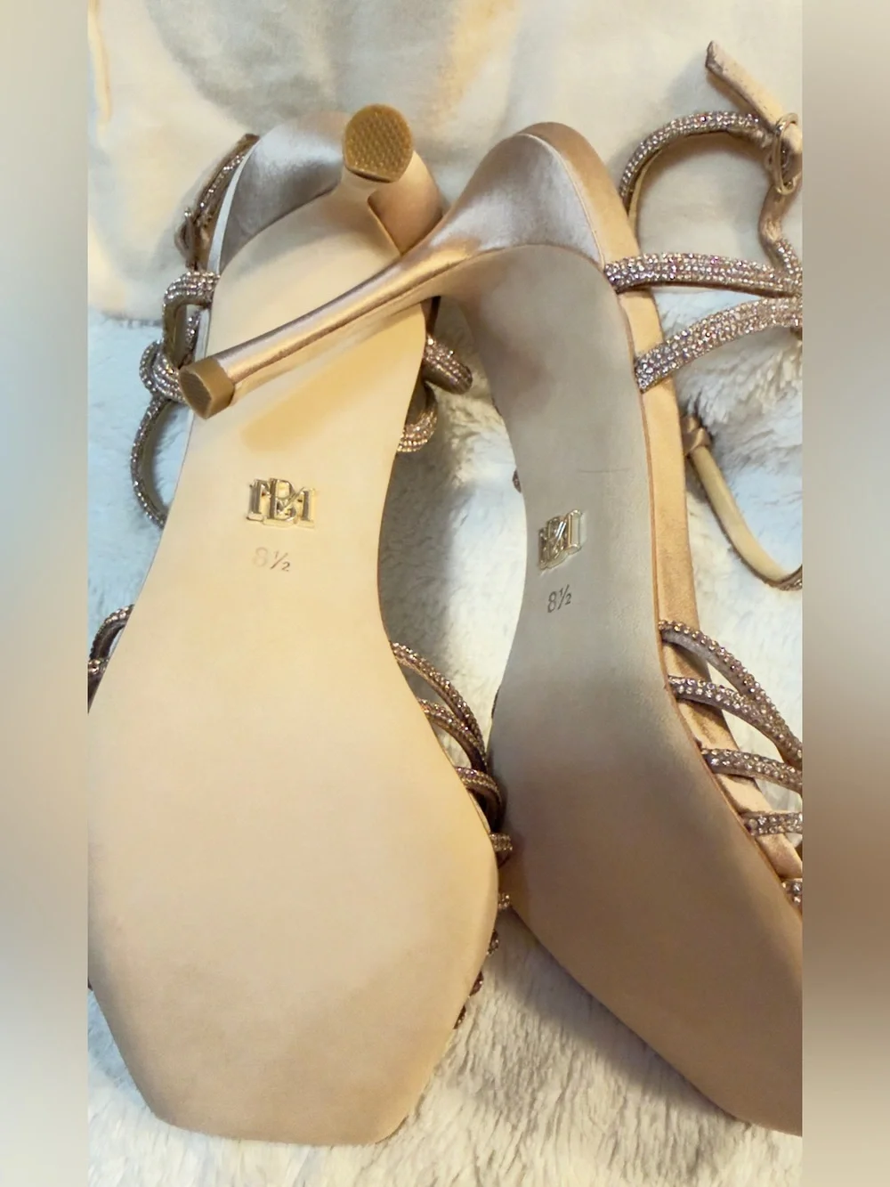 BADGLEY MISCHKA New- Warm Almond-Estella Square Toe Stiletto Heeled Sandal 8.5